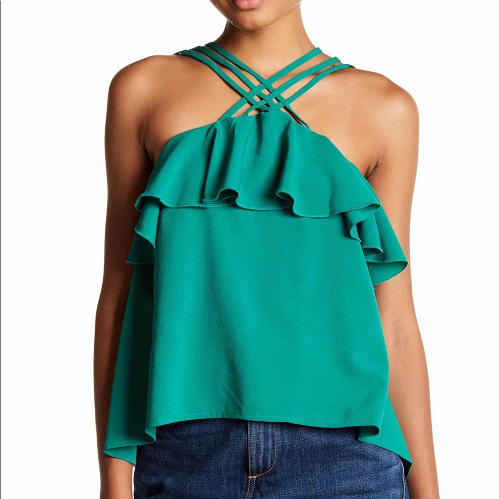 Romeo & Juliet Couture Green Stappy Ruffle Tank
